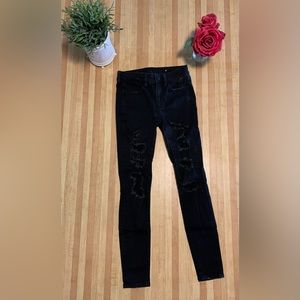 American Eagle black ripped jeggings (2)